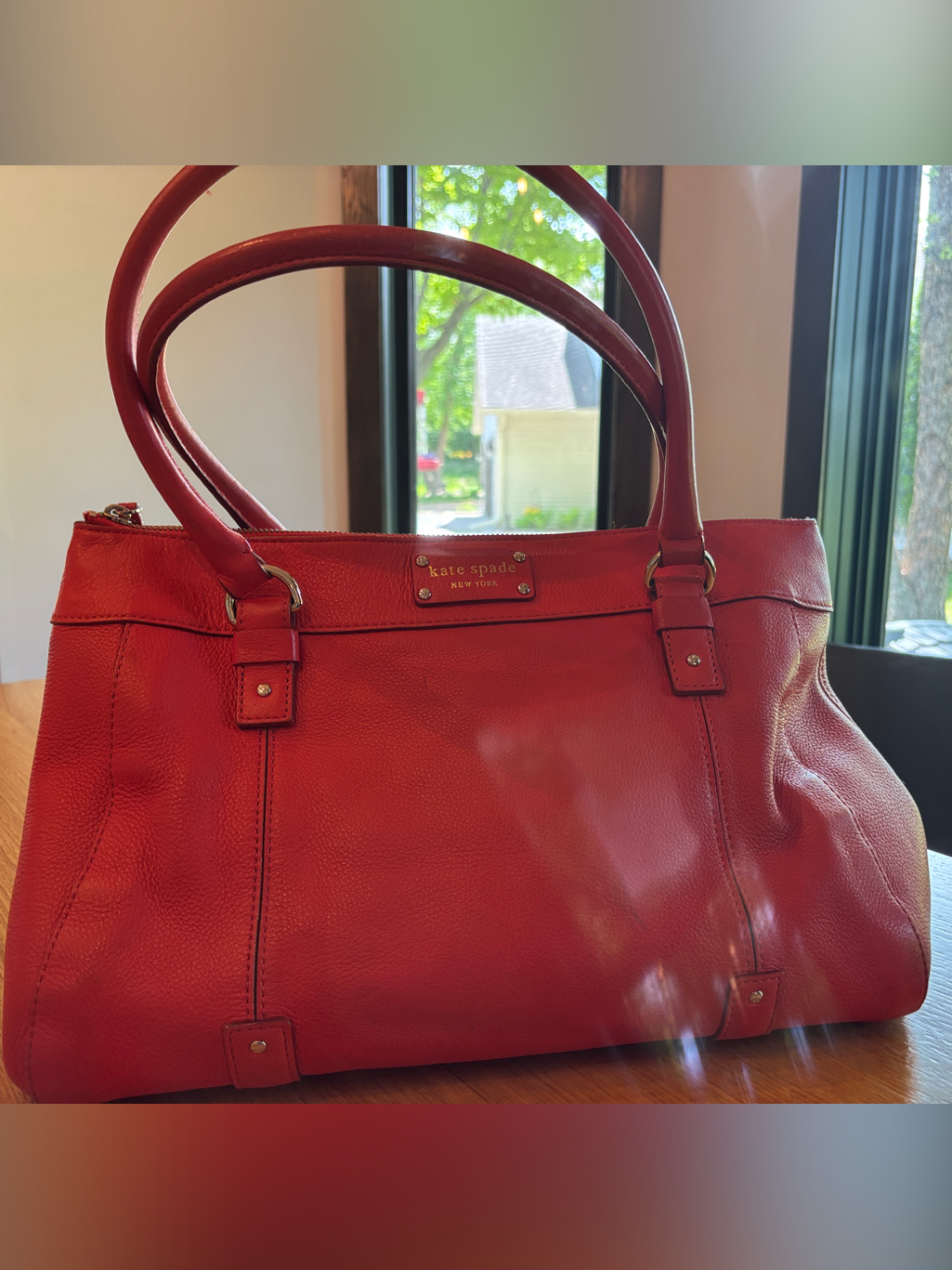 Kate Spade Red/Orange Leather Shoulder Tote